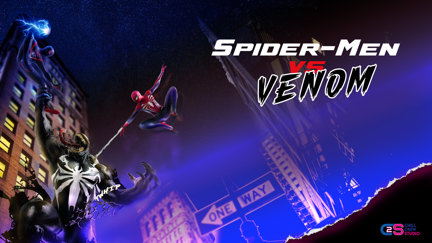 Spider-Man 2 Miles Morales and Peter Parker VS Venom Desktop Design