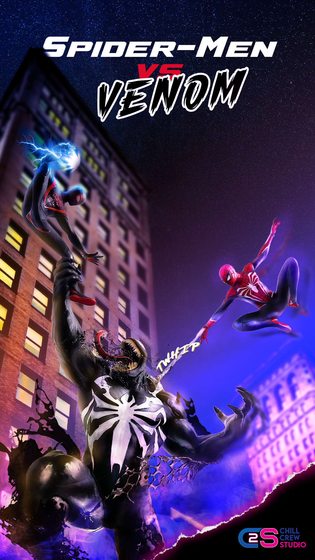 Spider-Man 2 Miles Morales and Peter Parker vs Venom Mobile Wallpaper